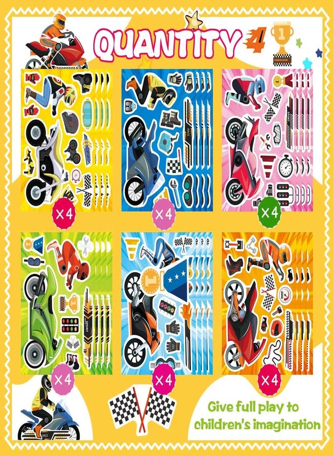 DUJAA 24 Sheets Make Your Own Motorcycle Stickers for Kids Toddler, Motocross Stickers Make a Face Stickers, Dirt Motobike Stickers for Kids Teens Motorcycle Stickers Kids Party Favor Supplies Crafts - Image 4